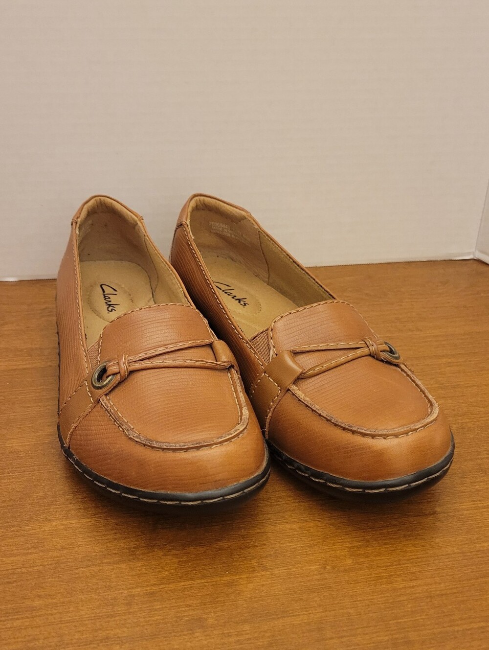 Clarks Brown Leather Slip-On Loafers, Size 5.5M